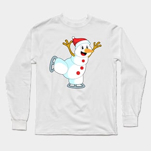 Snowman at Ice skating with Ice skates Long Sleeve T-Shirt